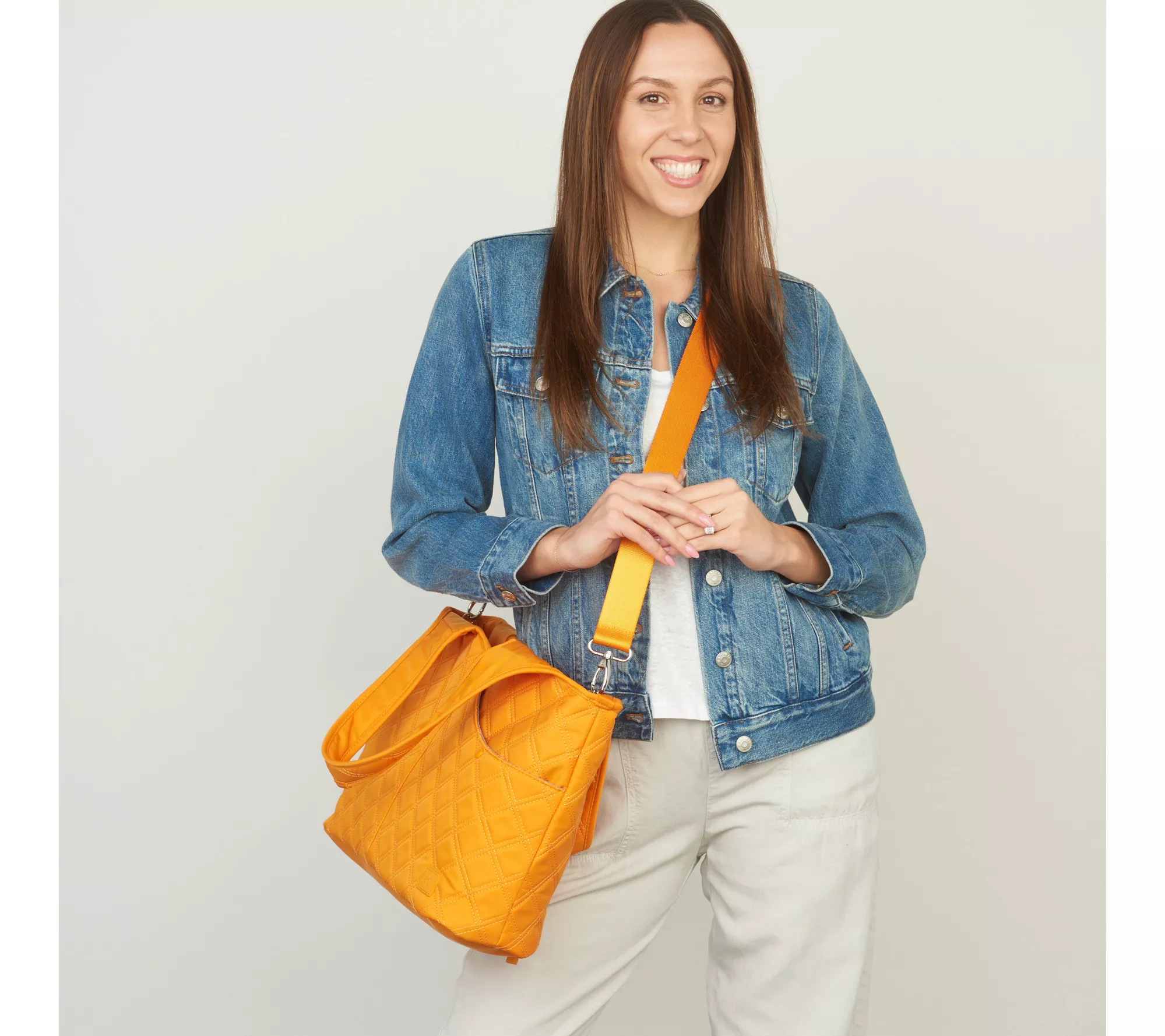 "As Is" IHKWIP Quilted Everday Shooper Tote w/ Crossbody Strap