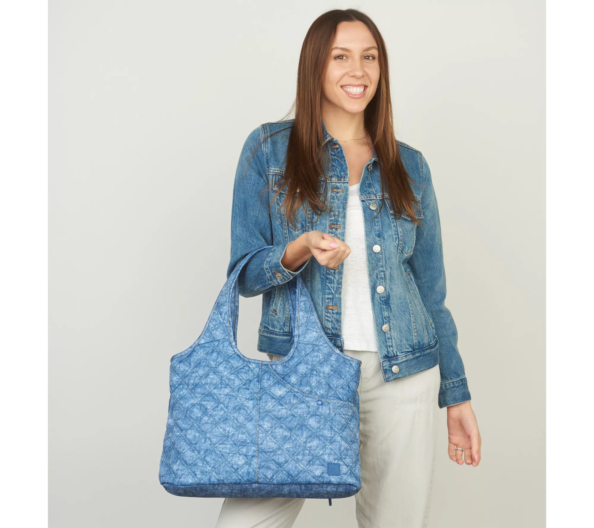 "As Is" IHKWIP Quilted Everday Shooper Tote w/ Crossbody Strap