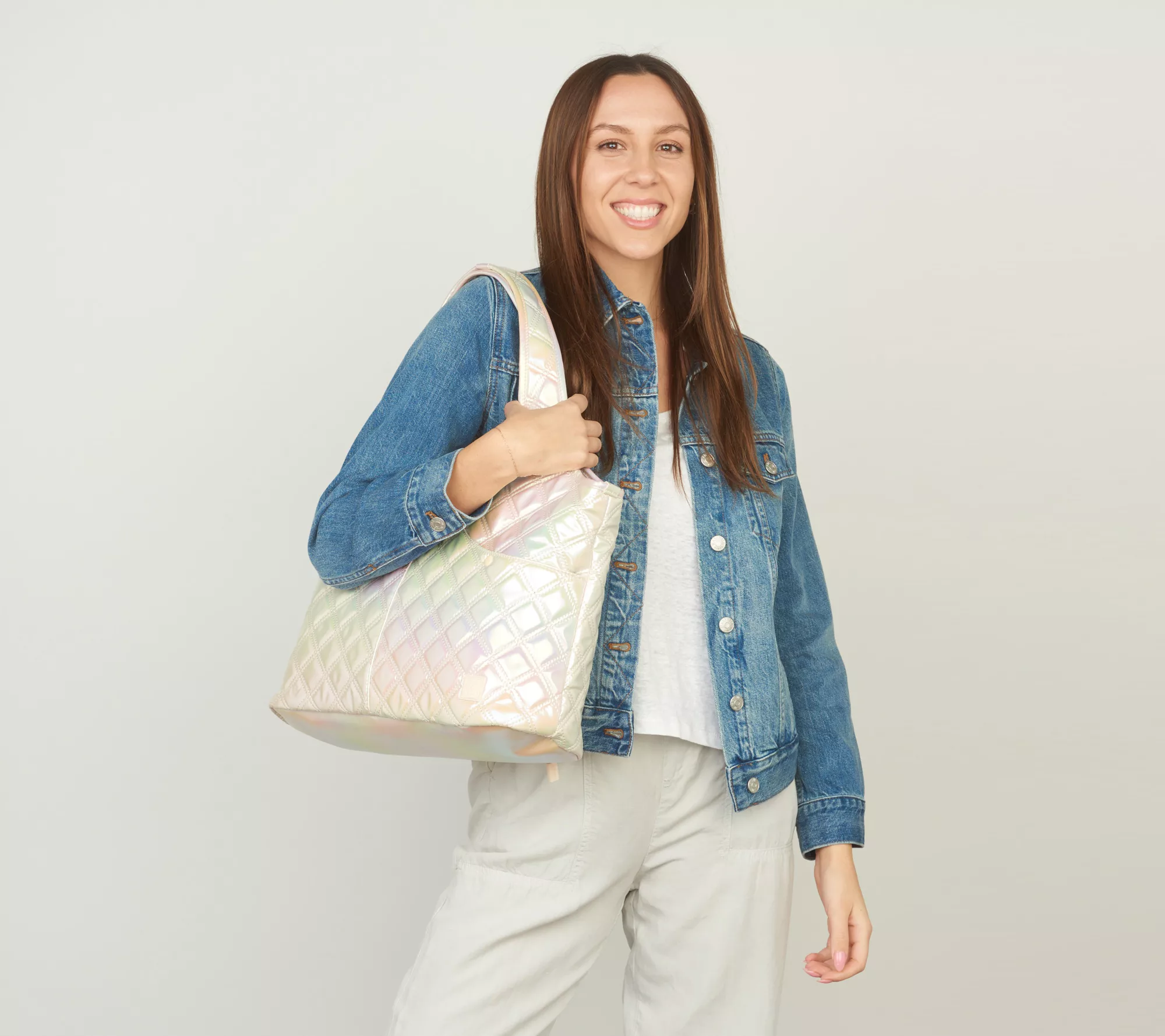 "As Is" IHKWIP Quilted Everday Shooper Tote w/ Crossbody Strap