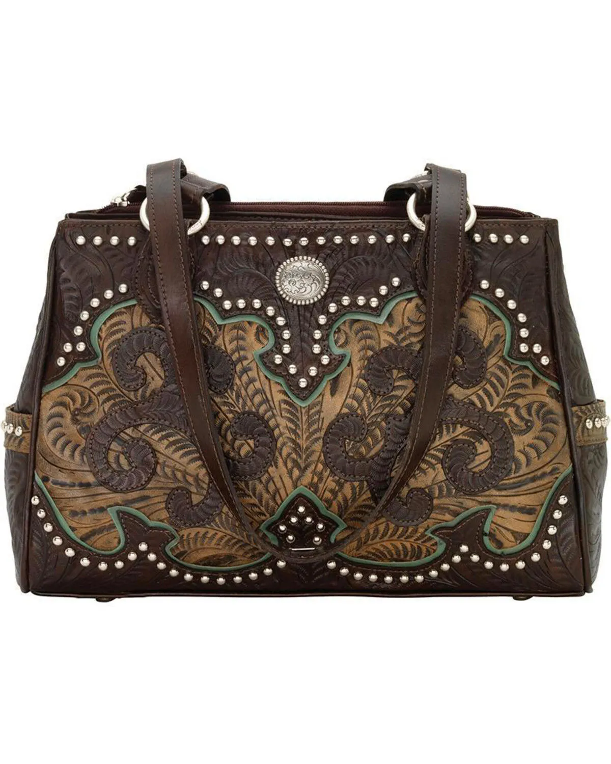 American West Women's Hand Tooled Concealed Carry Multi-Compartment Tote