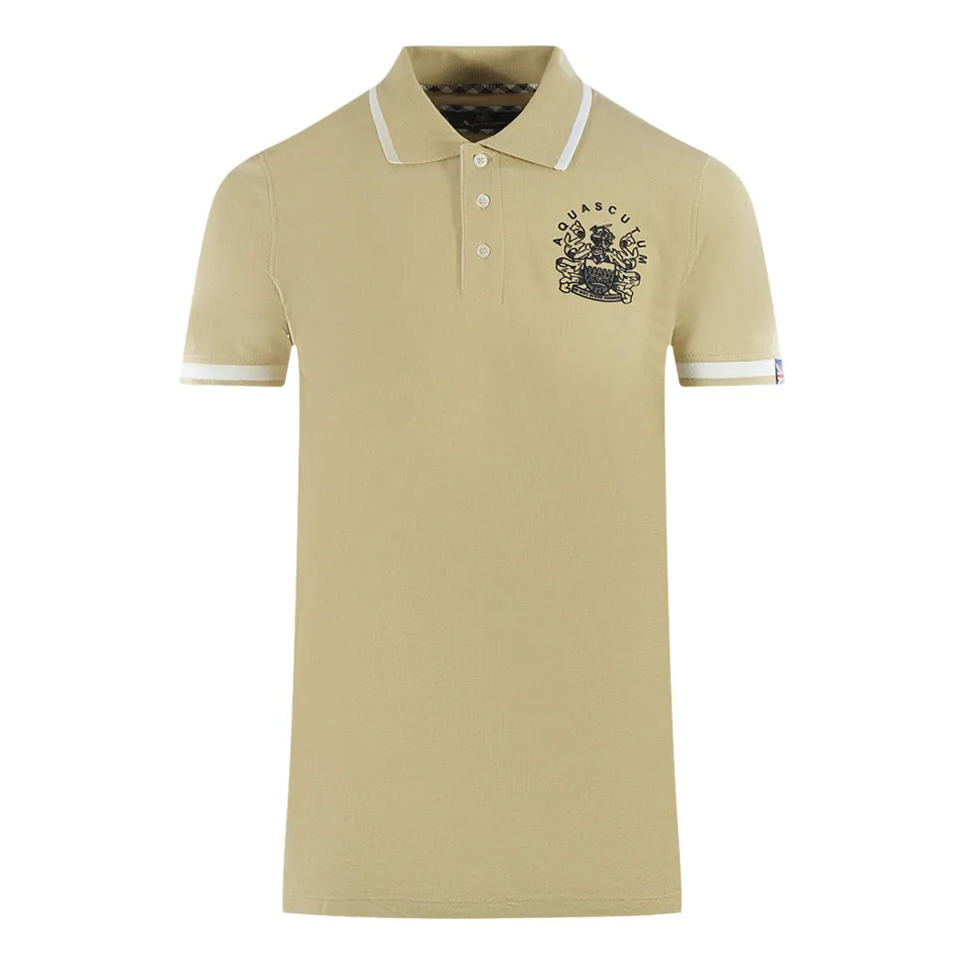 Aquascutum Tipped Aldis Beige Polo Shirt