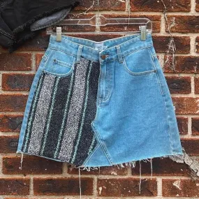 Baja Patchwork Denim Skirt