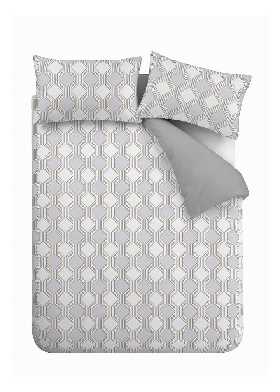 Bianca Fine Linens Atticus Geometric 200 Thread Count Cotton Reversible Duvet Cover Set