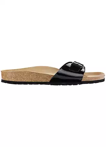 Birkenstock Women’s Madrid Birko-Flor Patent Black Sandals | Kaleidoscope