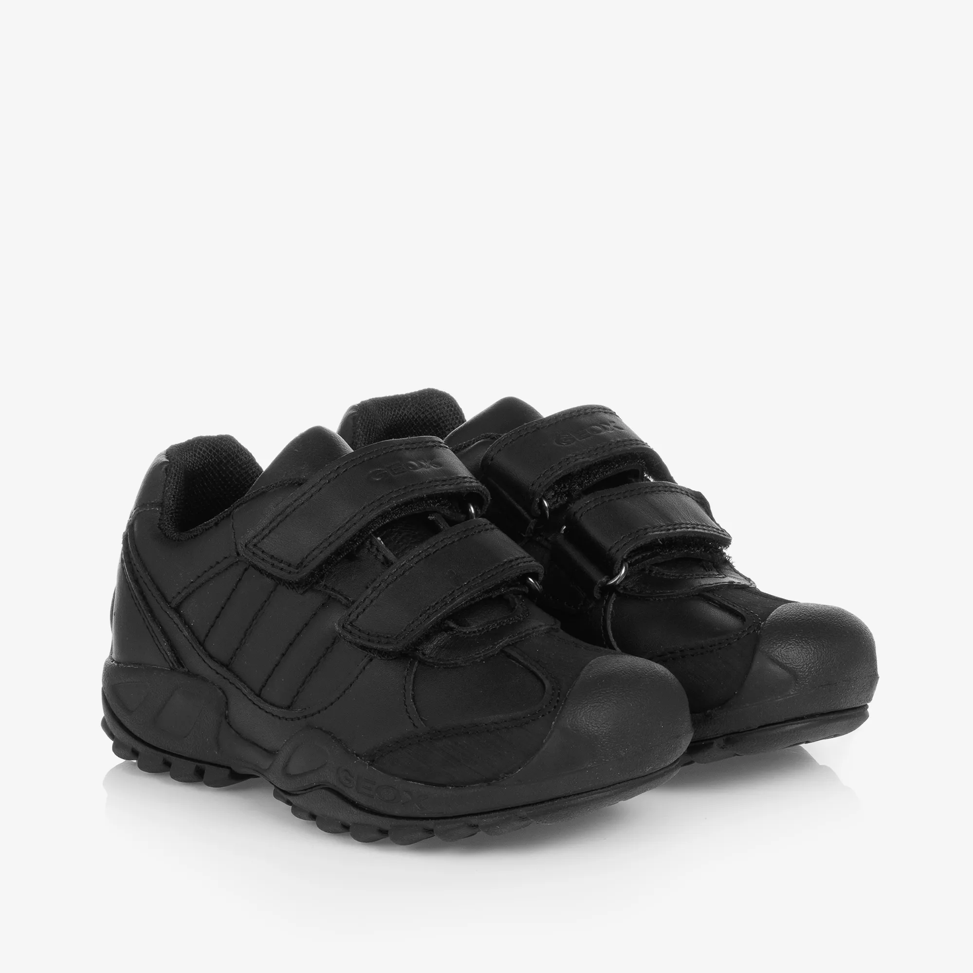 Boys Black Leather Trainers