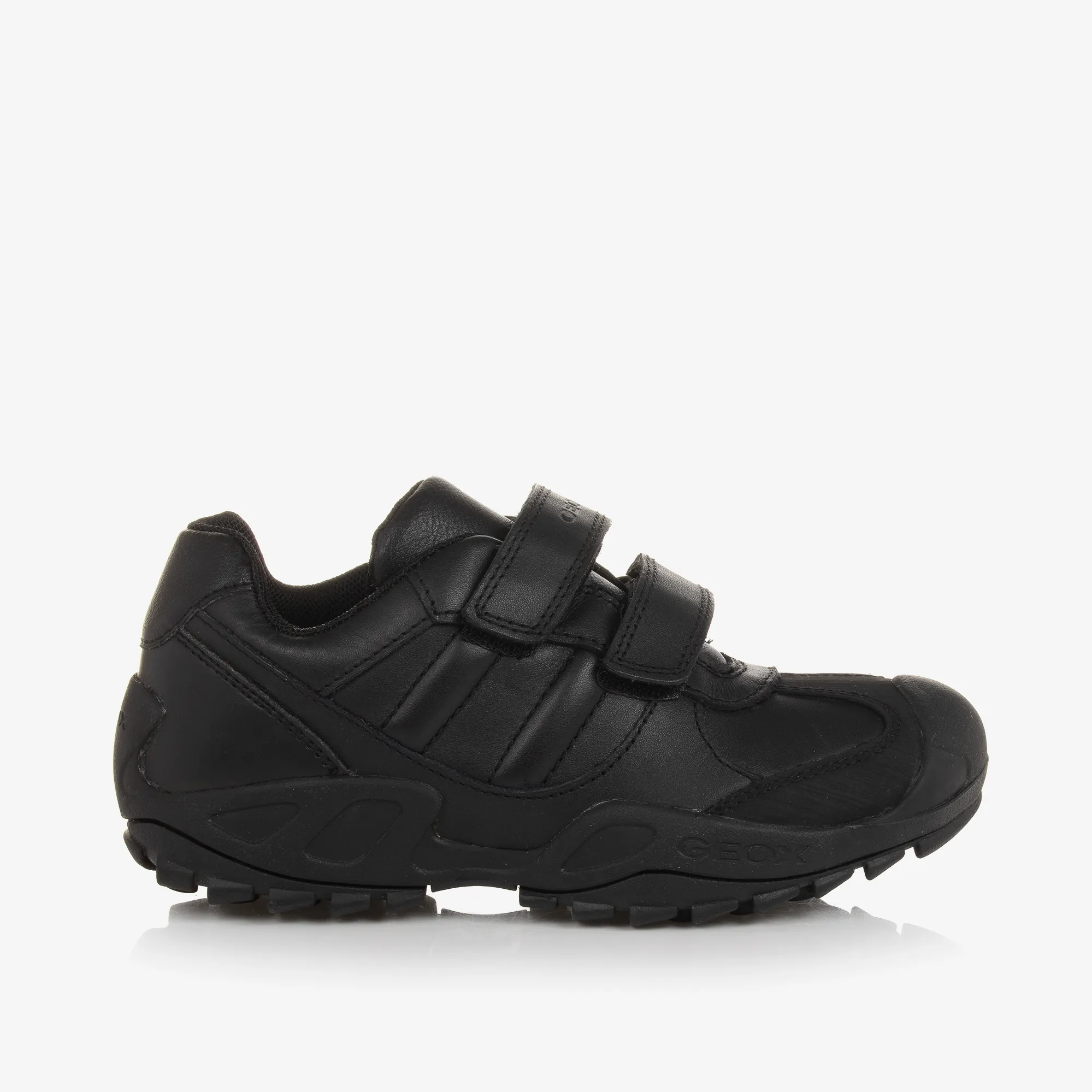 Boys Black Leather Trainers