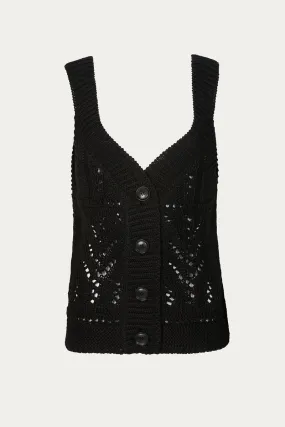 BUTTONED CROCHET KNIT VEST