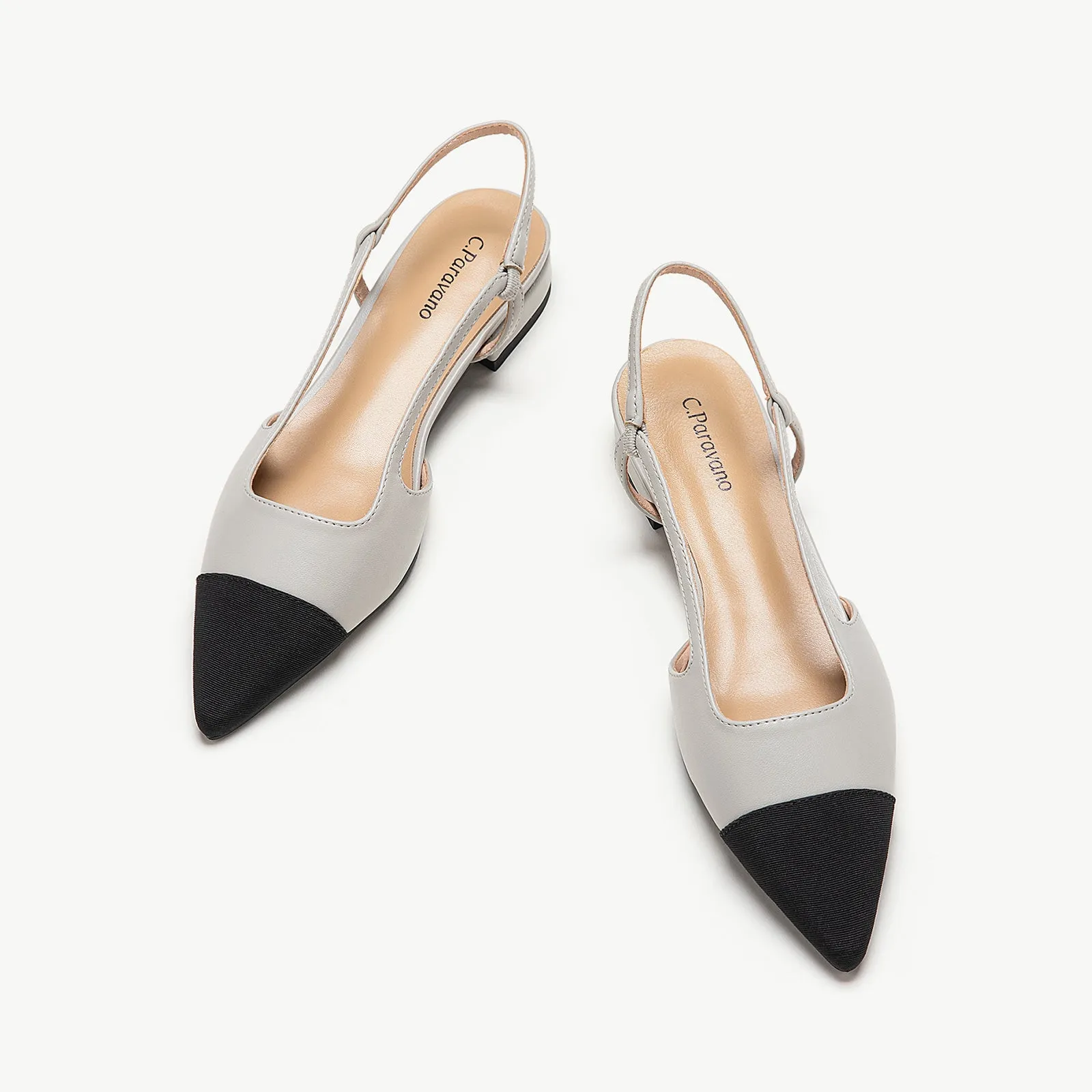 Cap-Toe Slingback Flats (Freya) Grey