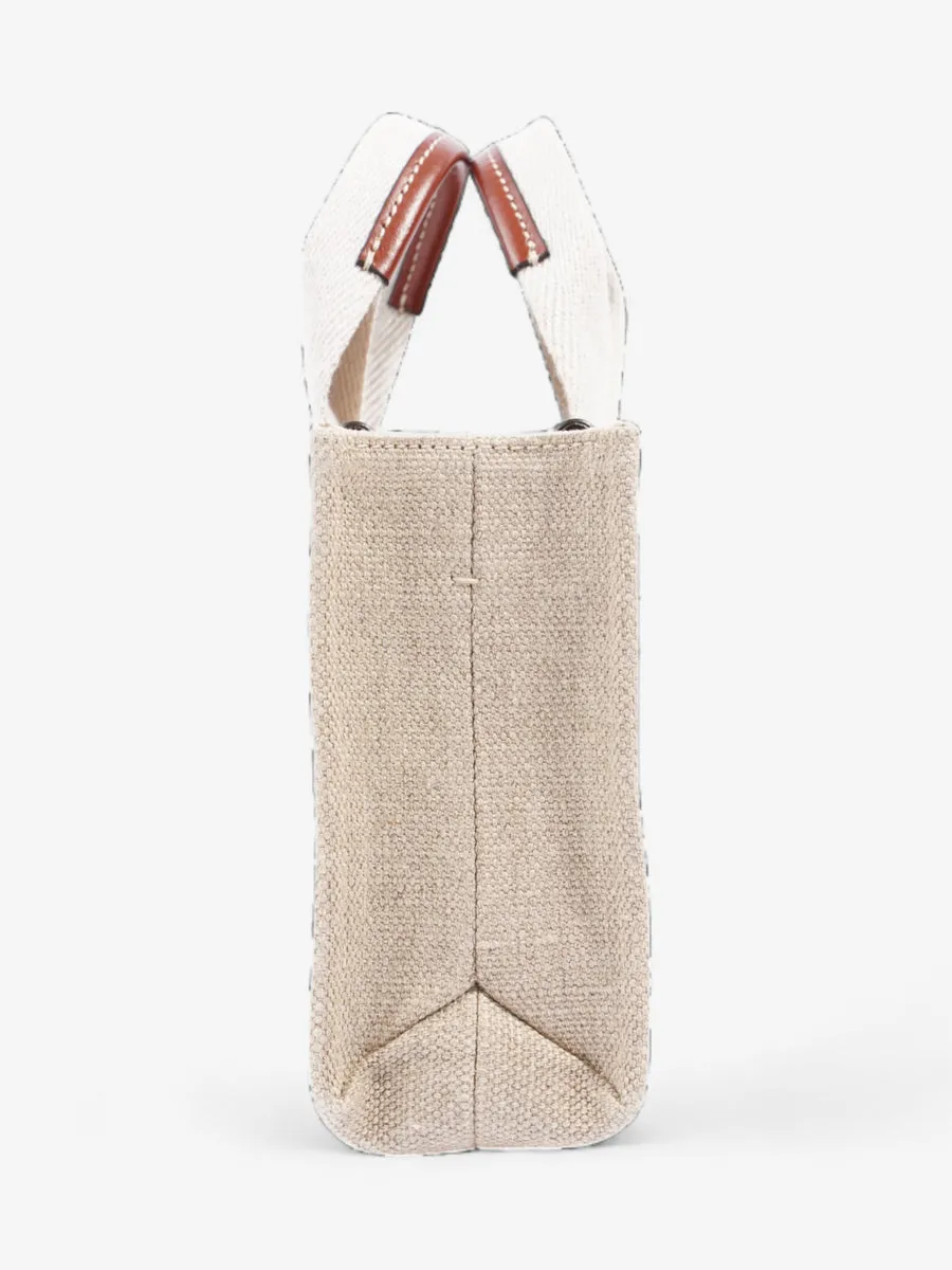 Chloe Woody Tote Beige / Brown / White Linen Mini