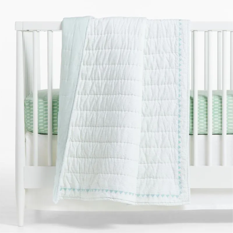 Crate&Barrel Inika Organic Green Leaf Baby Crib Fitted Sheet by John Robshaw