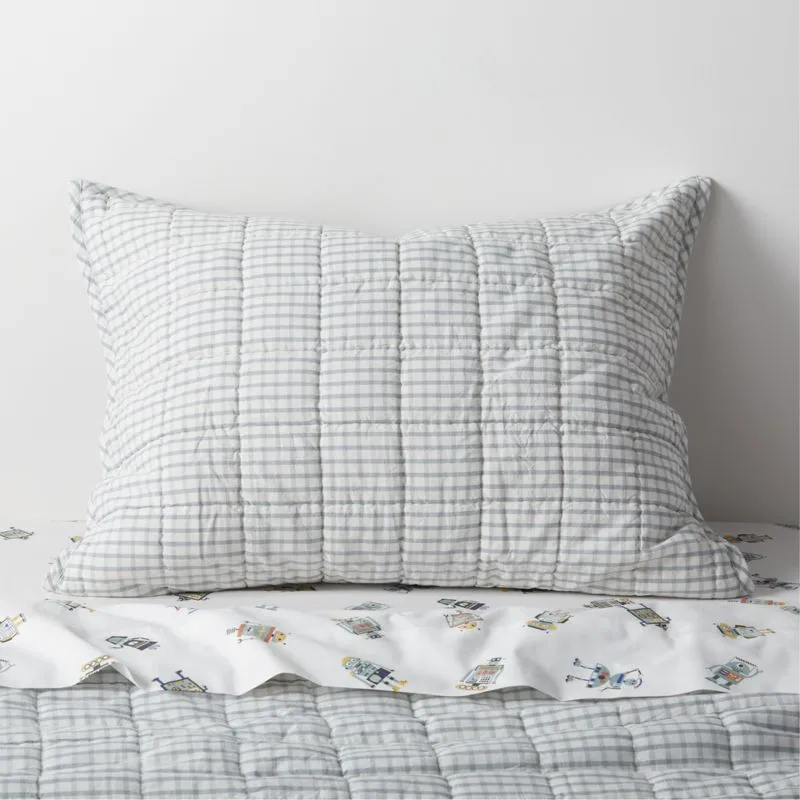 Crate&Barrel Kids Windowpane Plaid Cotton Pillow Sham