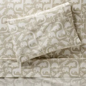 Crate&Barrel Stay Cool Dino Tower Organic Cotton Toddler Sheet Set