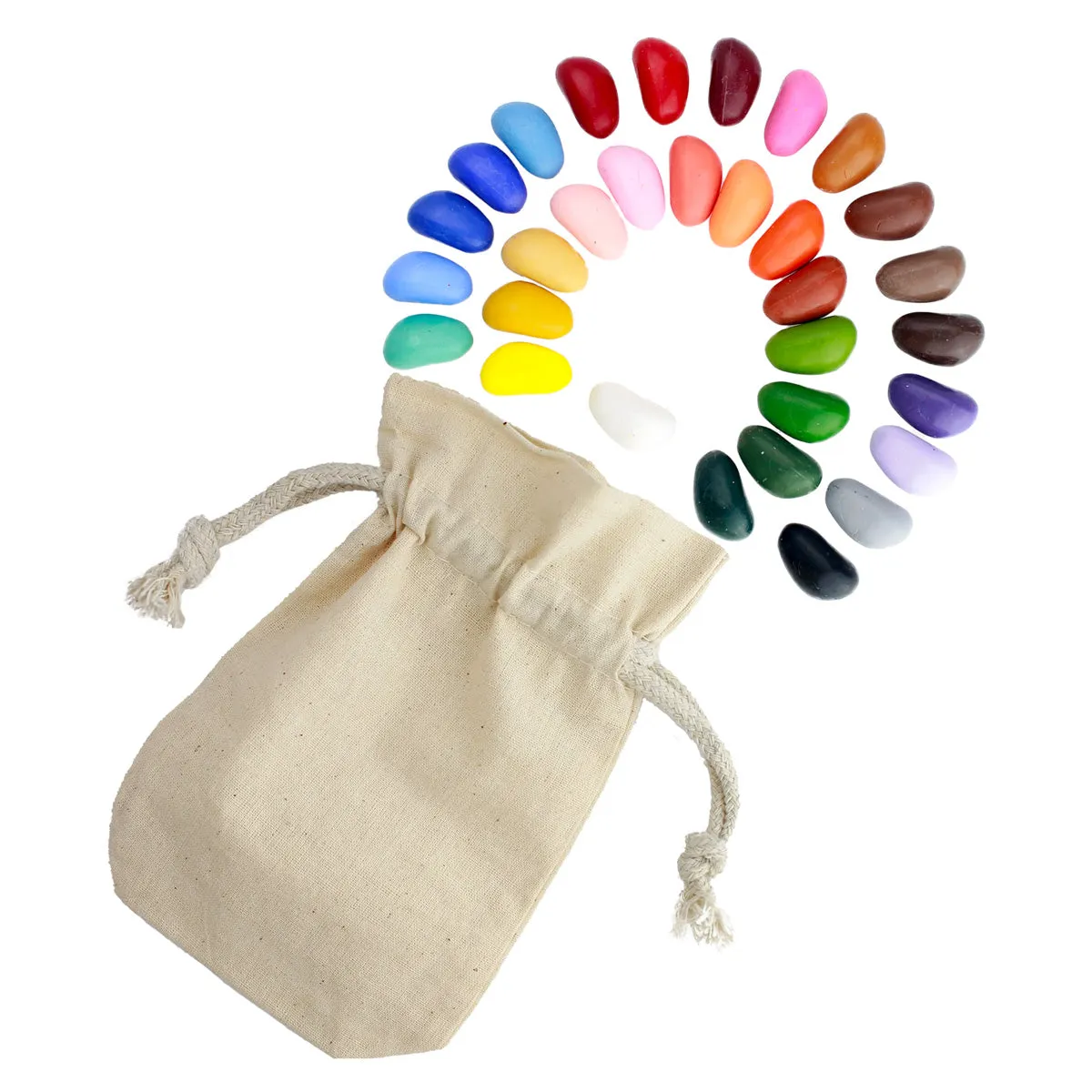 Crayon Rocks Bag of 32 in Cotton Muslin Bag