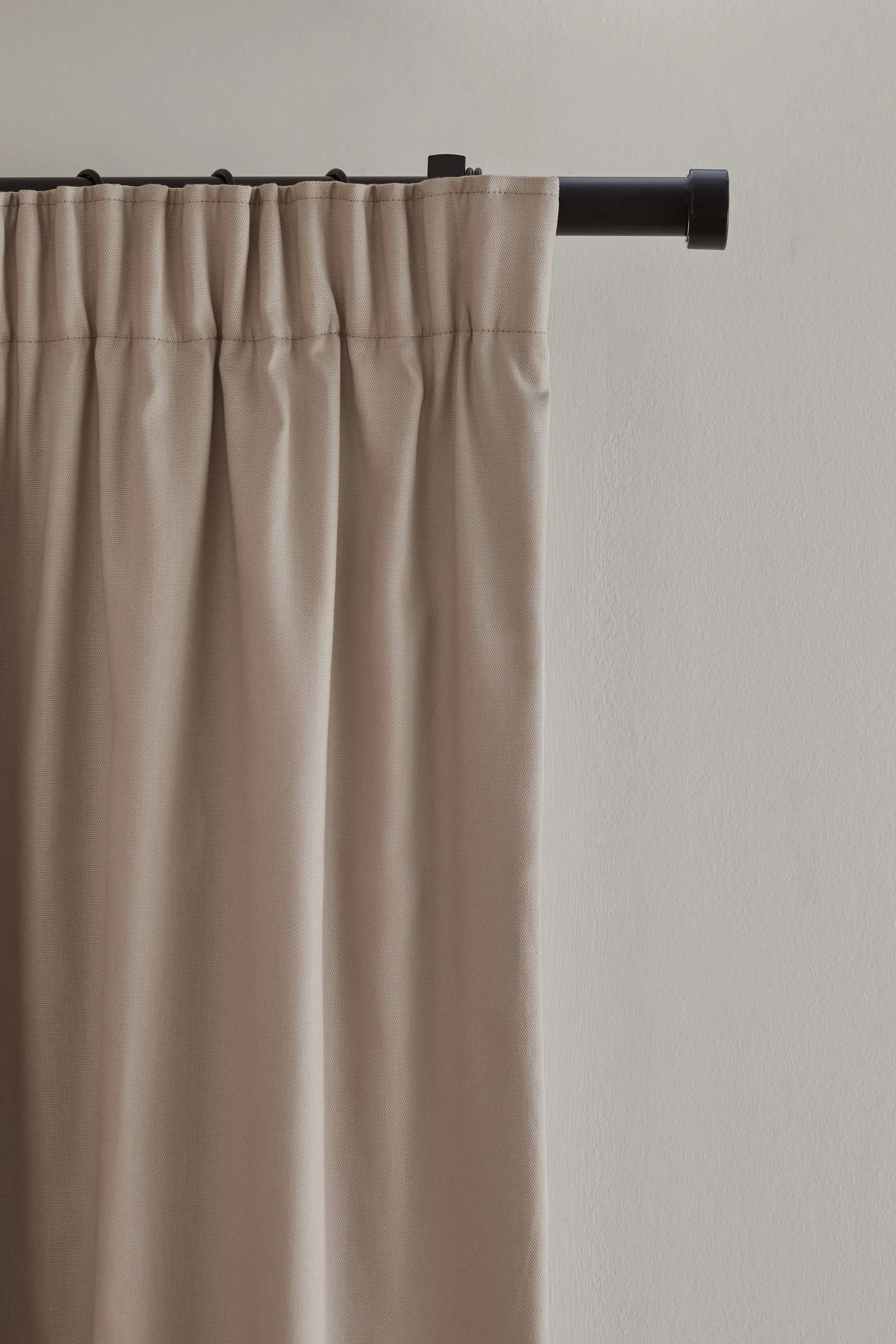 Dark Natural Cotton Lined Pencil Pleat Curtains