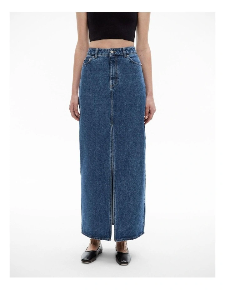 Denim Maxi Skirt in Indigo