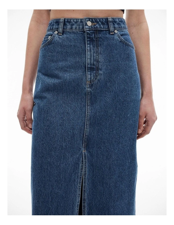 Denim Maxi Skirt in Indigo