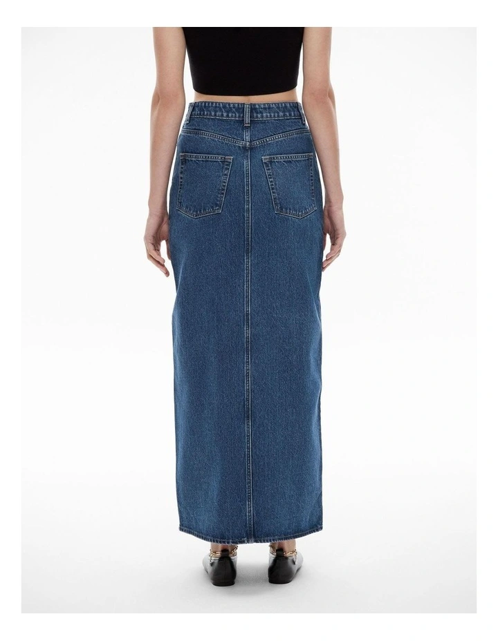 Denim Maxi Skirt in Indigo