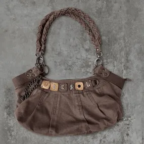 DIESEL BROWN CANVAS SHOULDER BAG