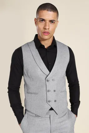 Double Breasted Skinny Textured Vest