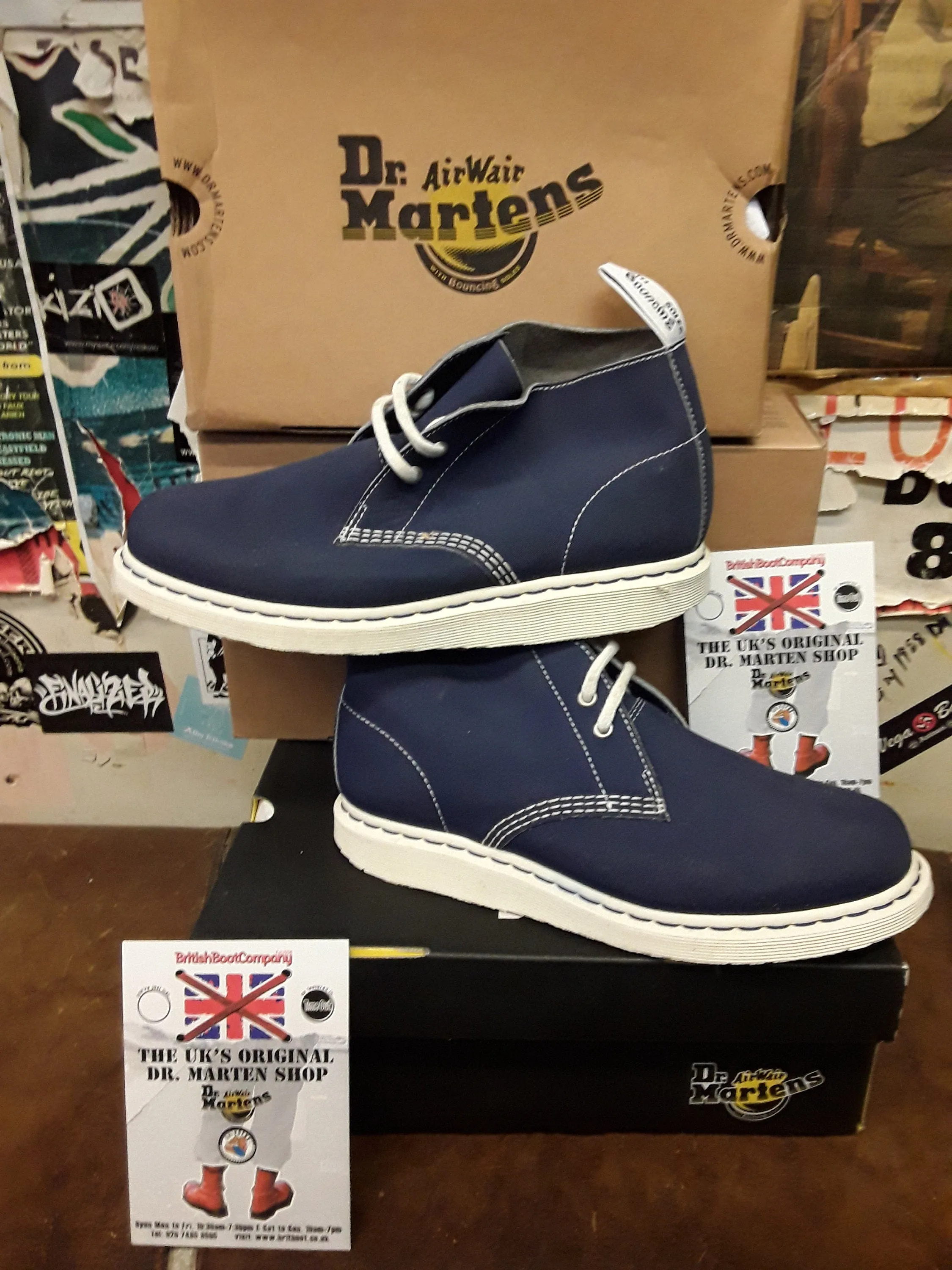 Dr Martens 2 Eyelet Navy Waxy Canvas Size 10