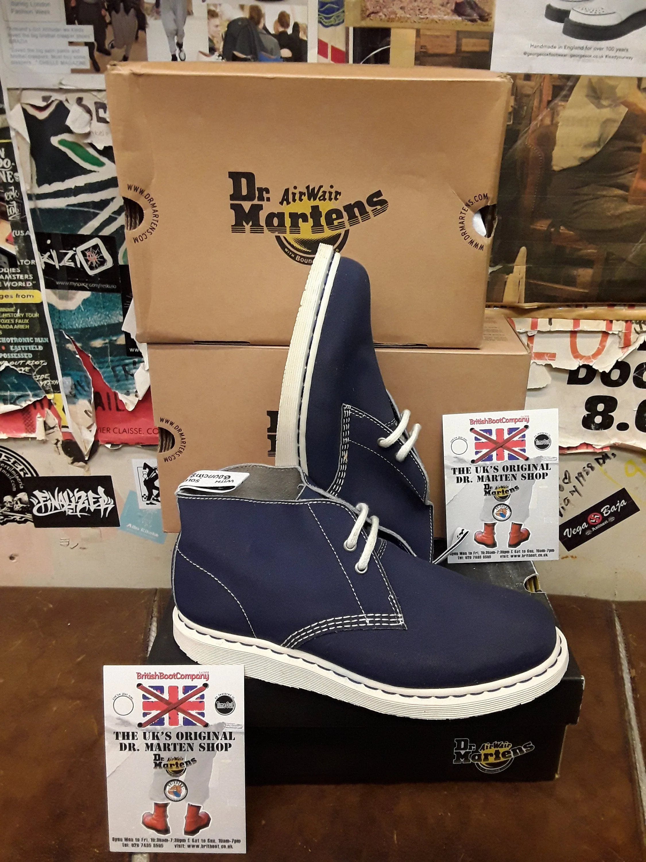 Dr Martens 2 Eyelet Navy Waxy Canvas Size 10