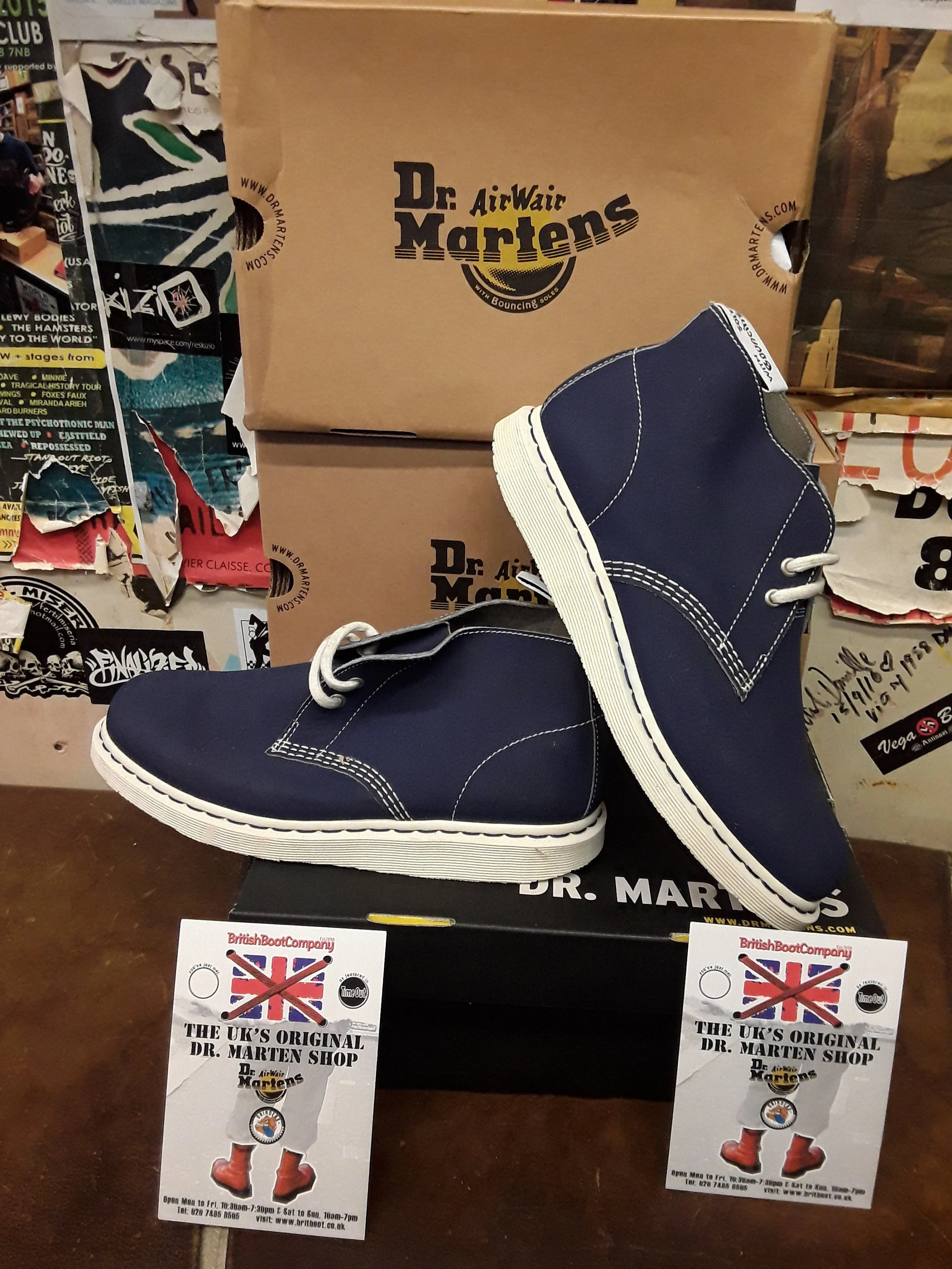 Dr Martens 2 Eyelet Navy Waxy Canvas Size 10