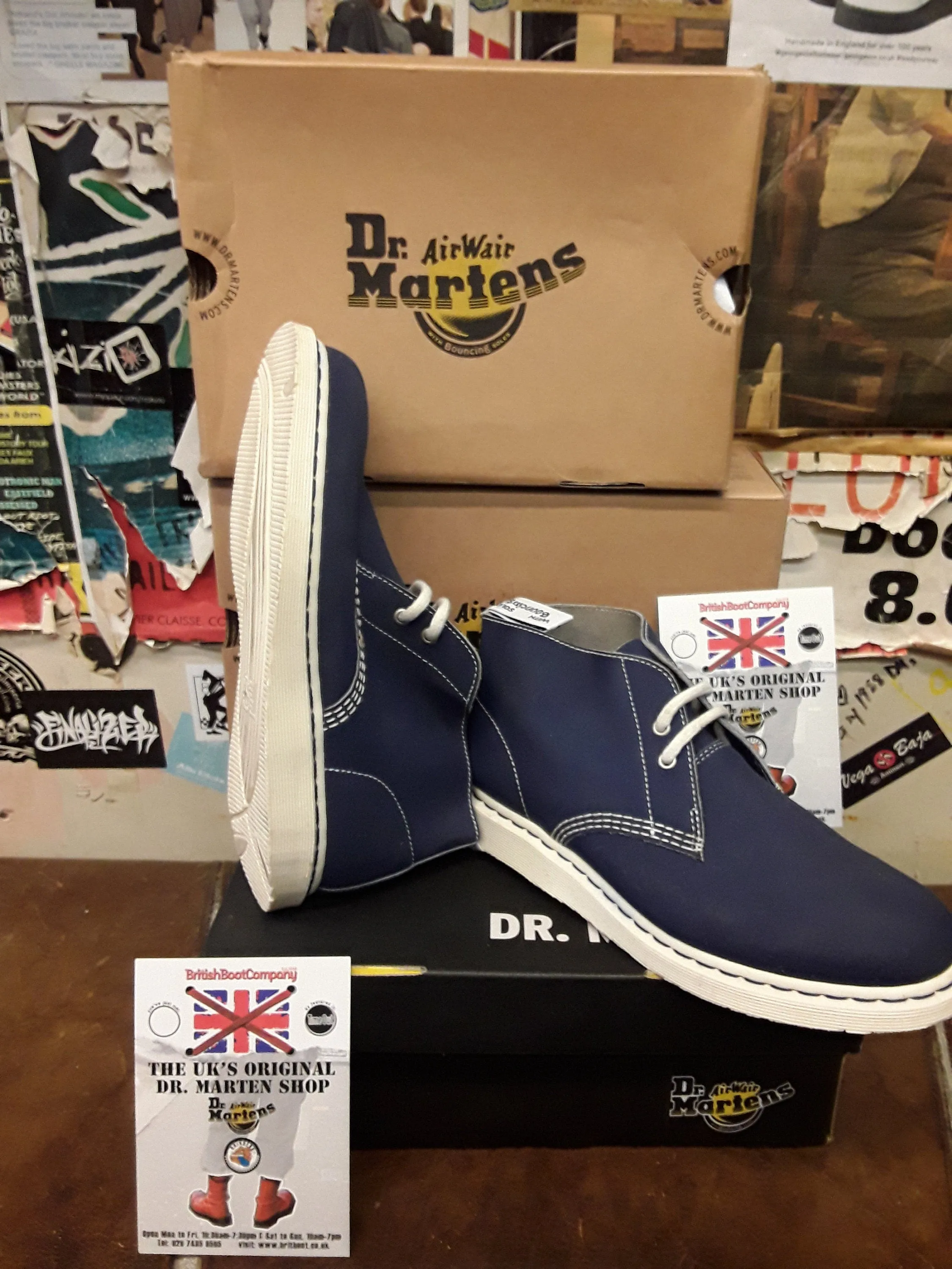 Dr Martens 2 Eyelet Navy Waxy Canvas Size 10