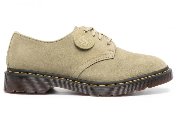 Dr. Martens Men's Smiths 4 Eye Shoe in Pale Olive Suede