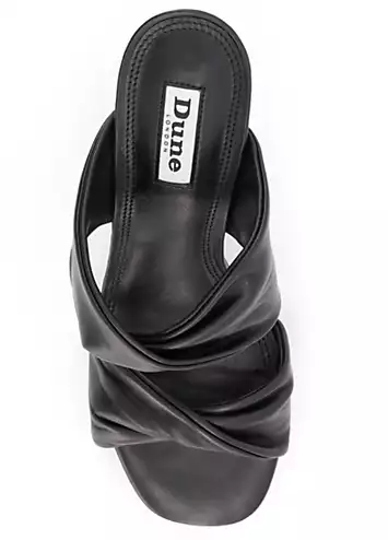 Dune London Mettle Black Leather Knotted Front Heeled Mule Sandals | Kaleidoscope