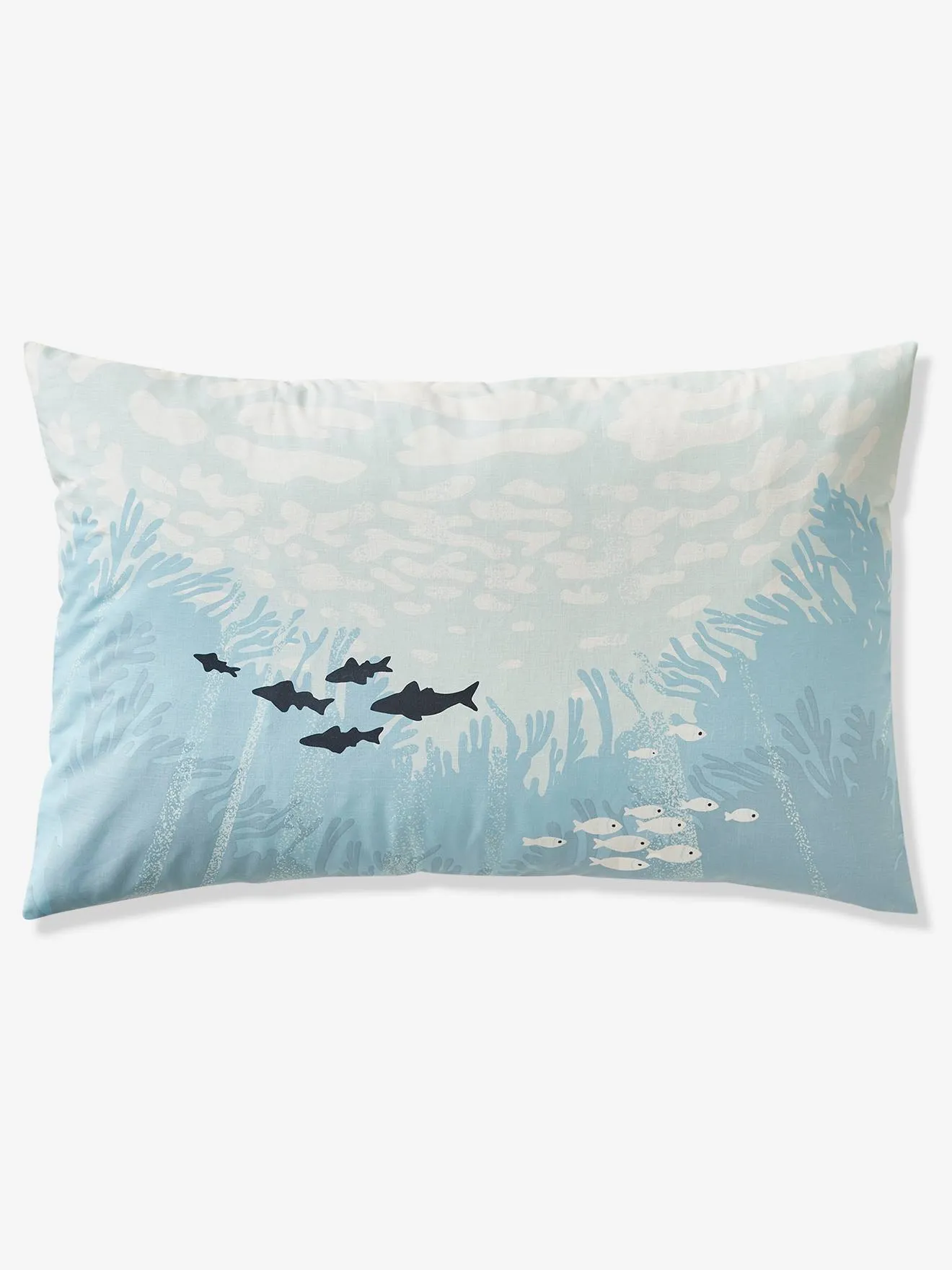 Duvet Cover + Pillowcase Set for Children, Deep Ocean - blue medium solid with design