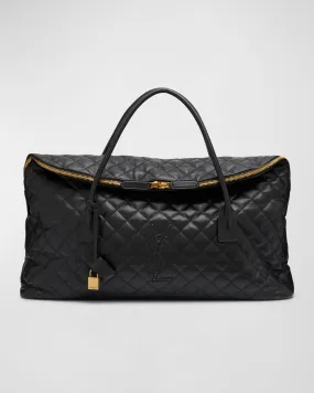 ES Giant Travel Bag in Smooth Quilted Leather with Gold Hardware