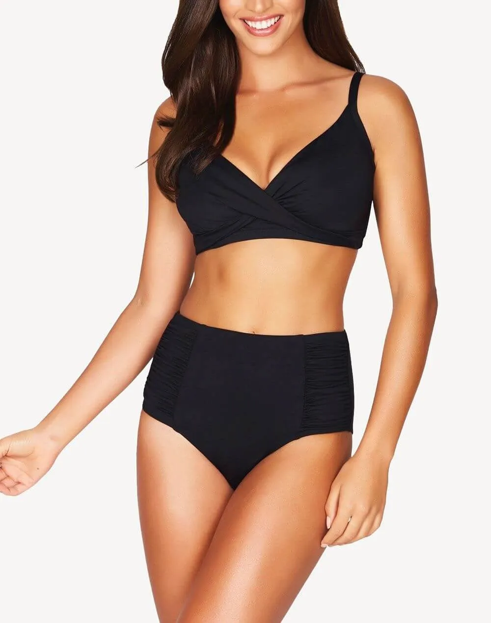 Essentials Gather Side High Waist Bikini Bottom