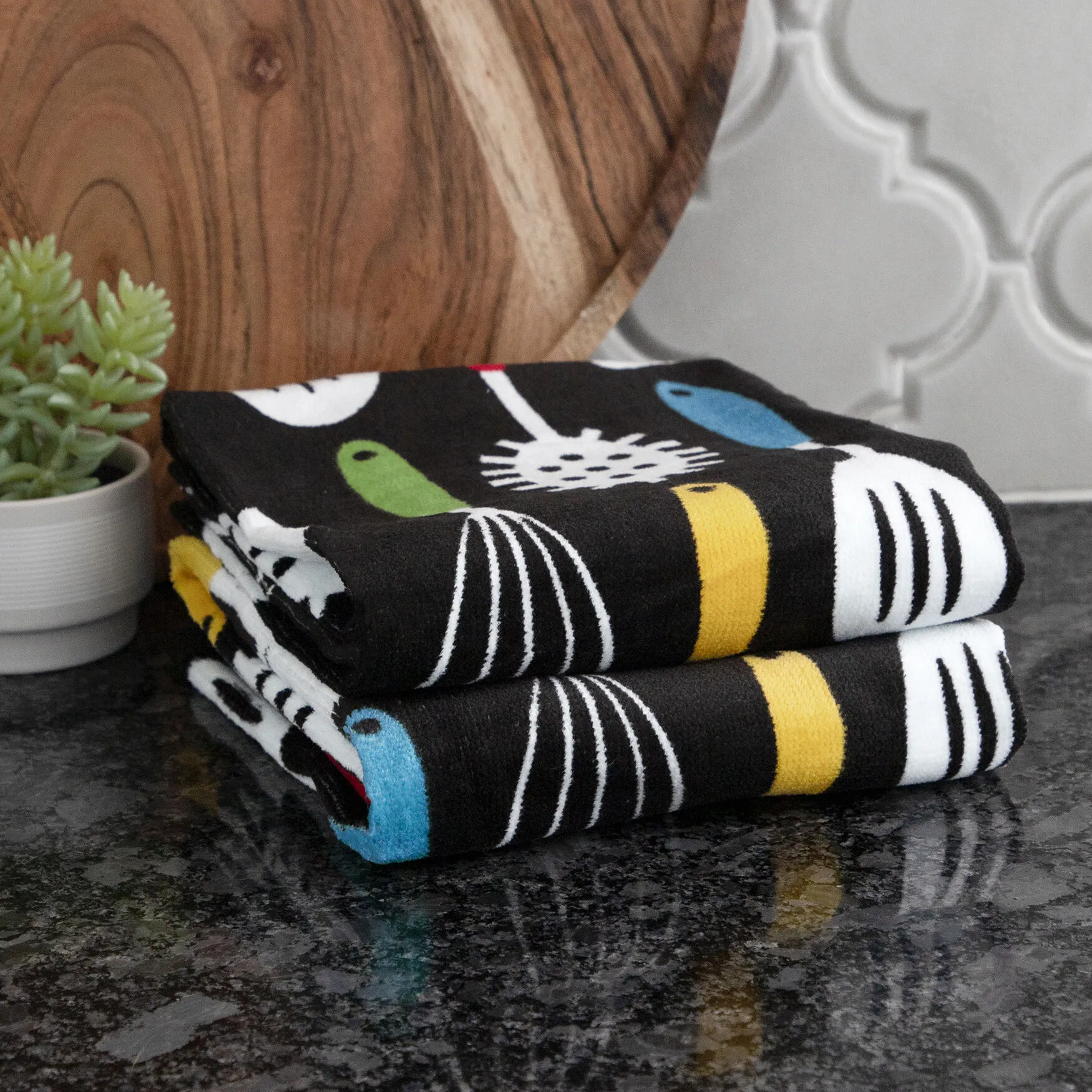 Fiber Reactive Print Kitchen Towels, Set Of 2 Towel