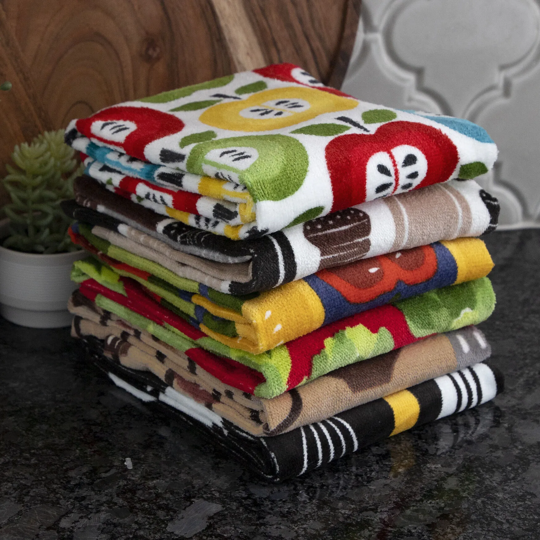 Fiber Reactive Print Kitchen Towels, Set Of 2 Towel