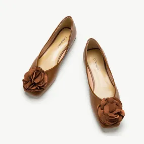 Flower Ballerina Flats (Eva) Brown