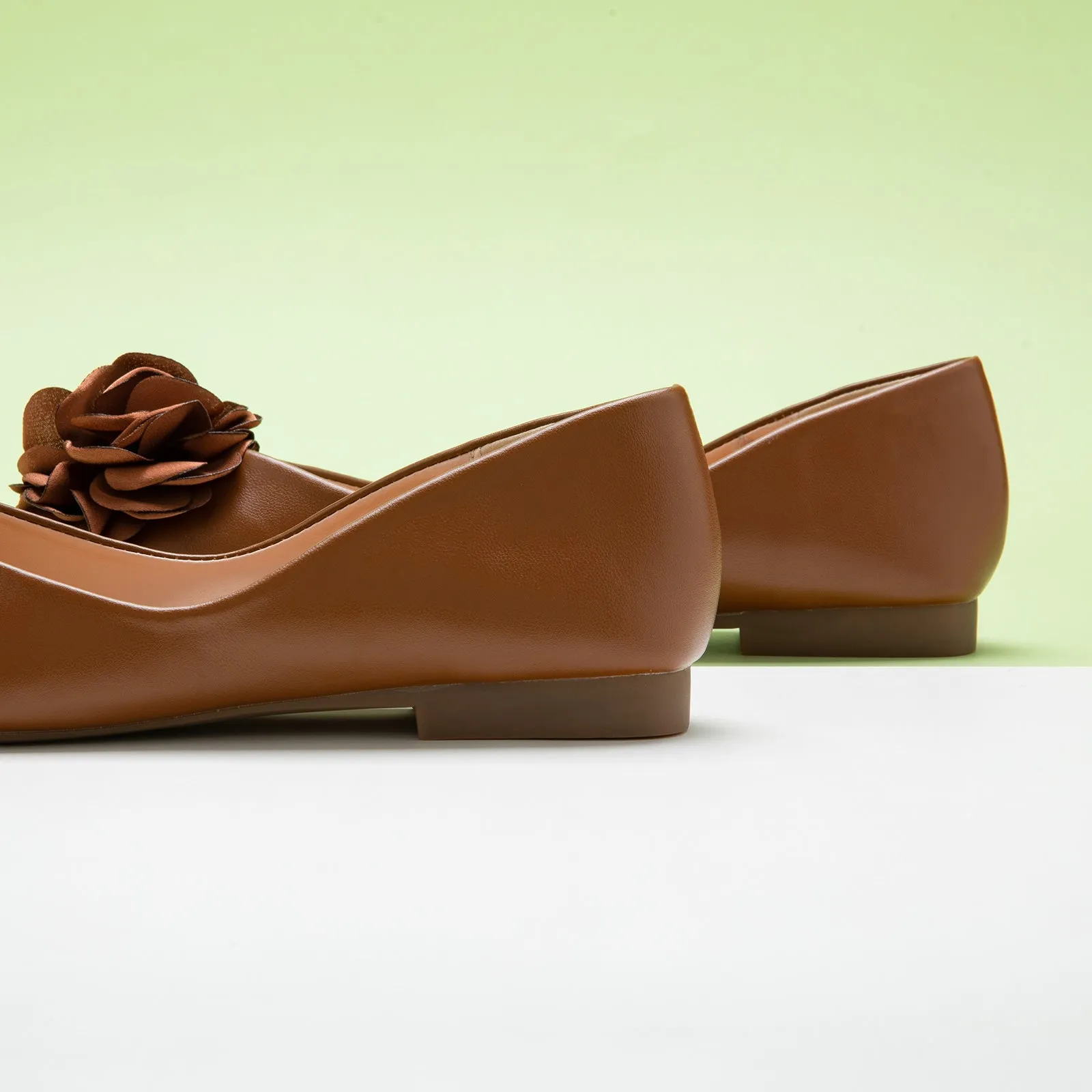 Flower Ballerina Flats (Eva) Brown