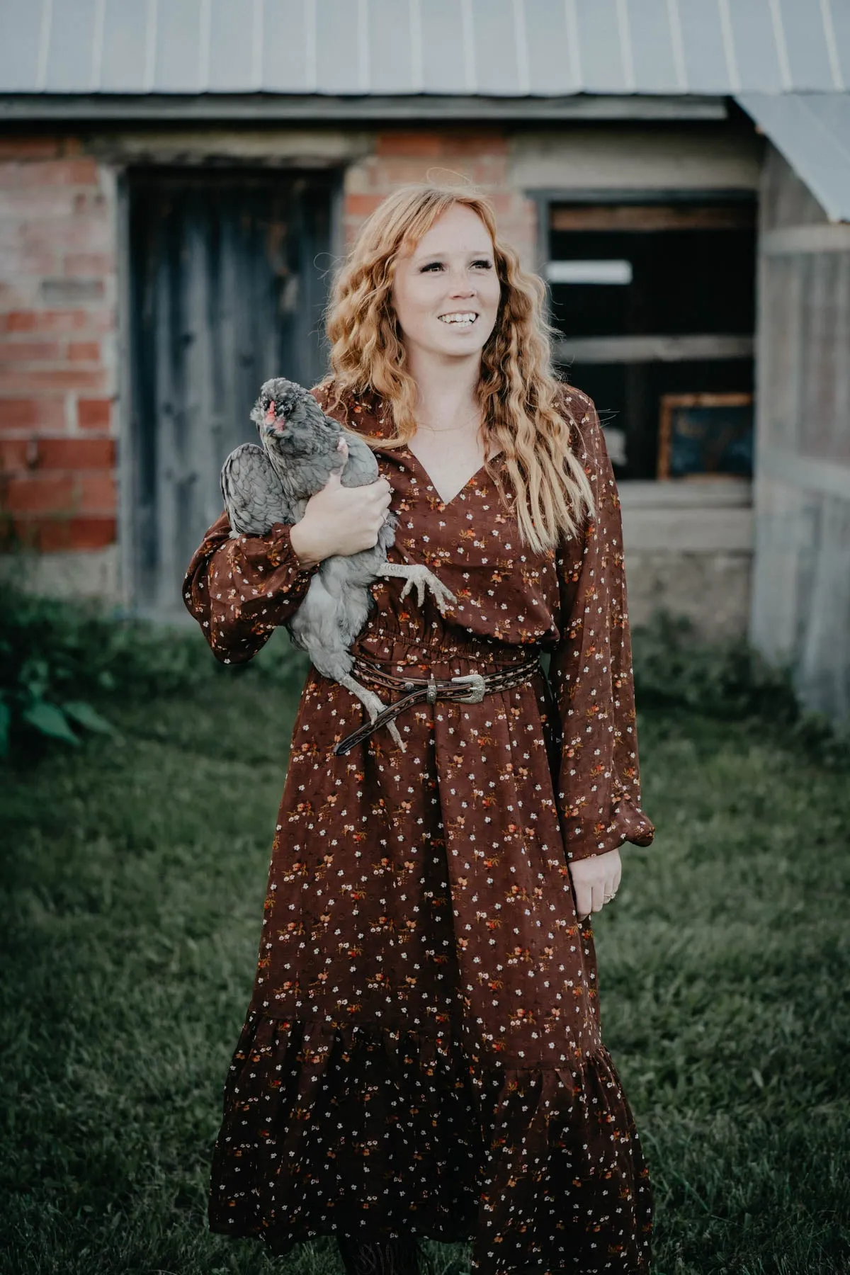 'Forsaken Flats' Floral Printed Mandarin Neck Midi Dress (M Only)