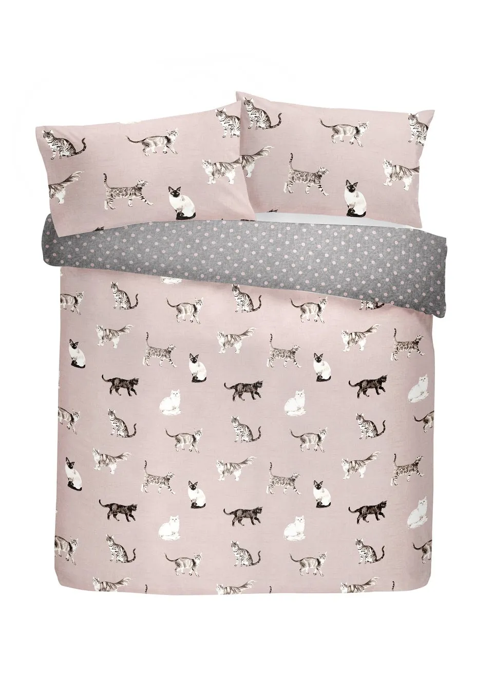 Fusion Cats Reversible Pink Duvet Cover Set