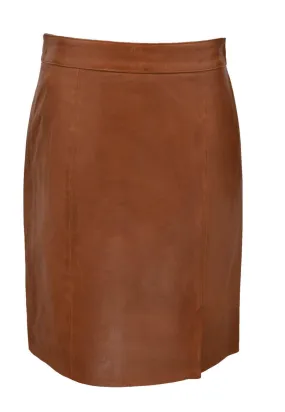 Gold leather straight skirt anna