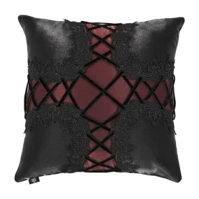 Gothic Strappy Lace Pillow Case Black with Pillow Inner