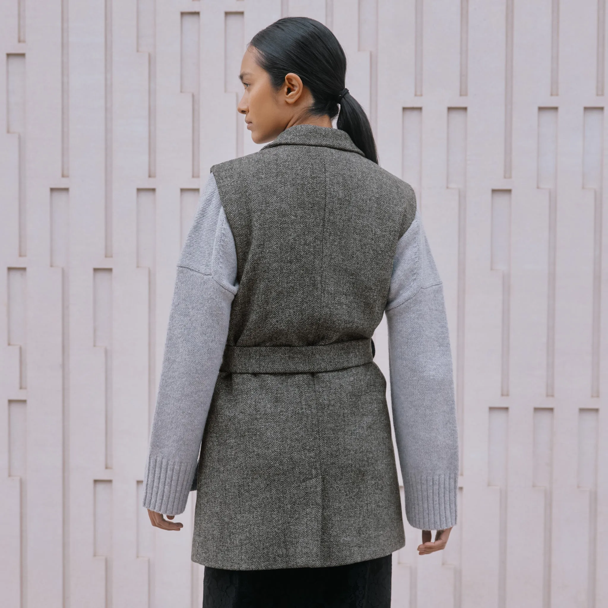 Herringbone Sleeveless Jacket