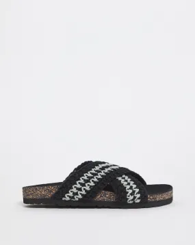 Ines Crochet Crossover Footbed Sandals Wide E Fit Simply Comfort | Simply Be