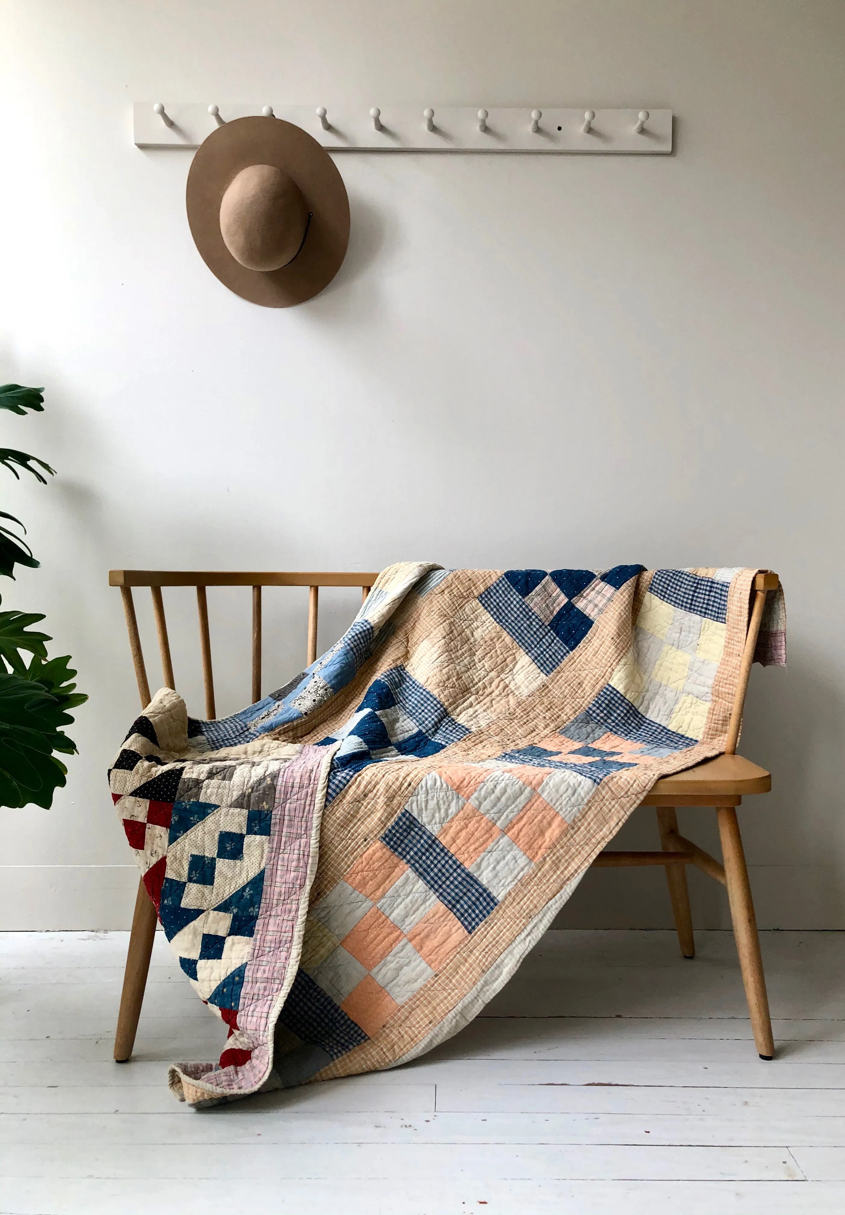 Jacob's Ladder & 9 Patch Reversible Antique Quilt