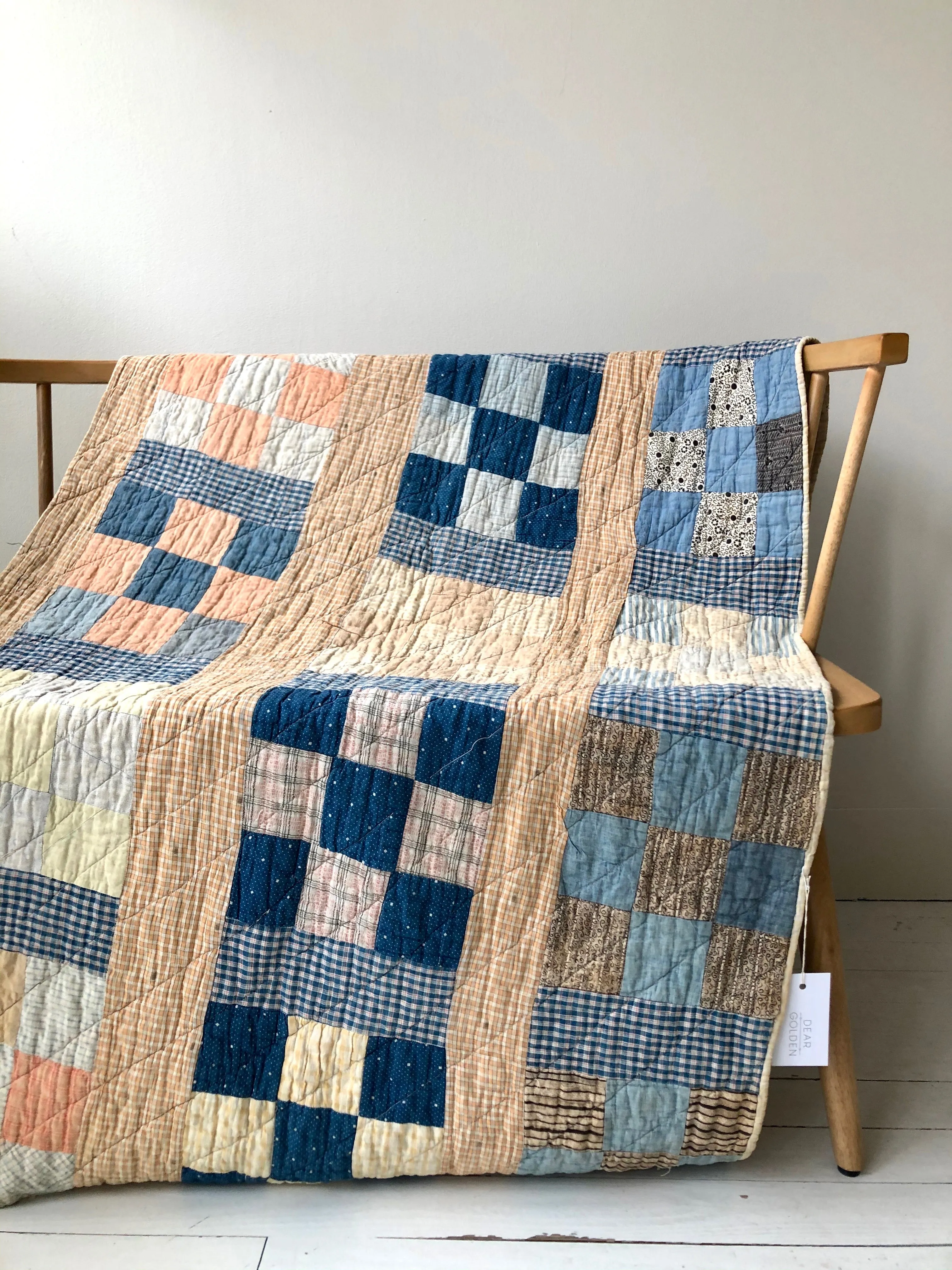 Jacob's Ladder & 9 Patch Reversible Antique Quilt