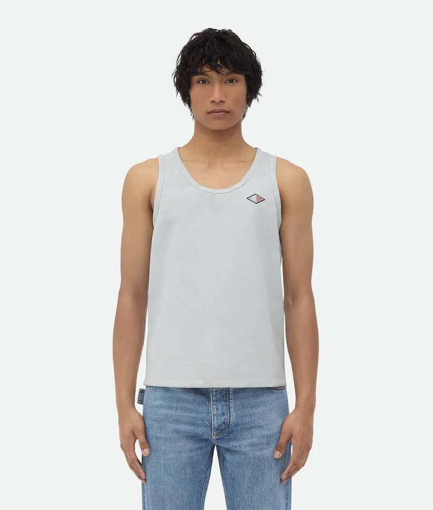 Jersey Rib On Leather Tank Top