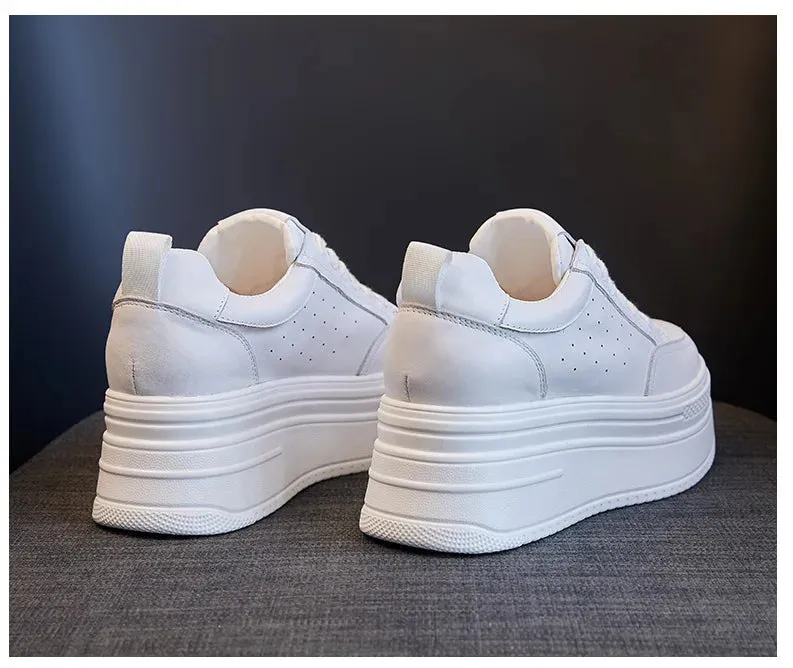 Leather Platform White Sneakers