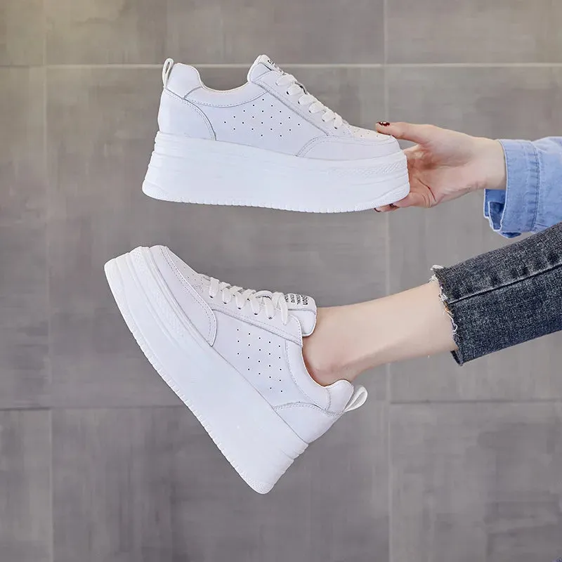 Leather Platform White Sneakers