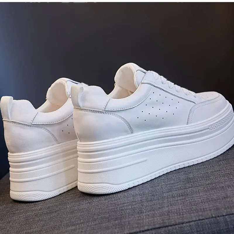 Leather Platform White Sneakers