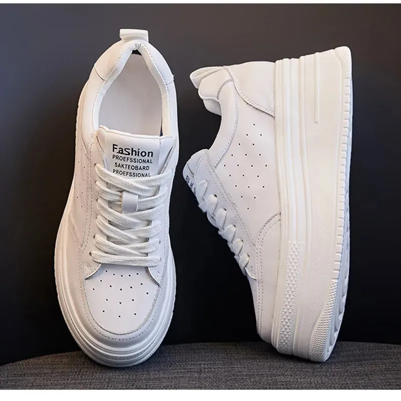 Leather Platform White Sneakers