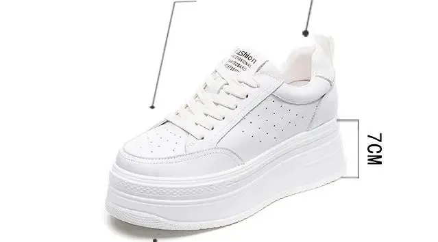 Leather Platform White Sneakers